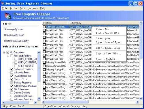 Eusing Free Registry Cleaner 4.6 Portable